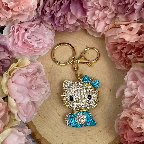 Hello Kitty with Blue Crystal Dress & Bow Keychain Charm - Picture 5 of 13